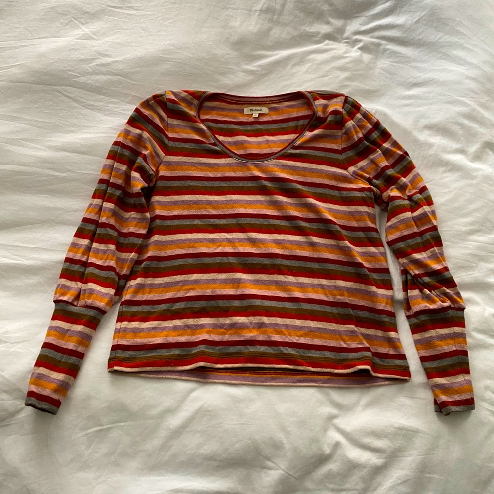 Madewell Striped Balloon Sleeve Sweater